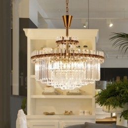 Designer Touch Decorative Modern Contemporary 9 Light Steel Pendant Light with Crystal Shade