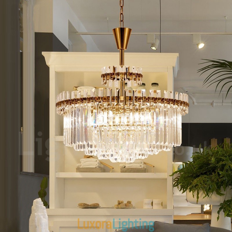 Designer Touch Decorative Modern Contemporary 9 Light Steel Pendant Light with Crystal Shade