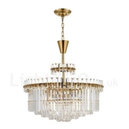 Designer Touch Decorative Modern Contemporary 9 Light Steel Pendant Light with Crystal Shade