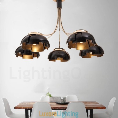 Designer Touch Decorative Modern Contemporary 5 Light Steel Chandelier with Acrylic Shade
