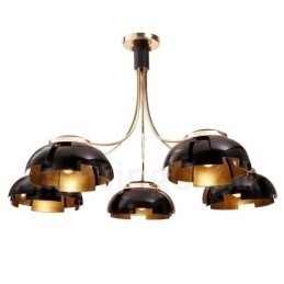 Designer Touch Decorative Modern Contemporary 5 Light Steel Chandelier with Acrylic Shade