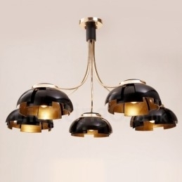 Designer Touch Decorative Modern Contemporary 5 Light Steel Chandelier with Acrylic Shade