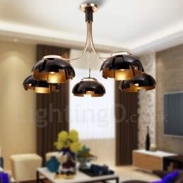 Designer Touch Decorative Modern Contemporary 5 Light Steel Chandelier with Acrylic Shade