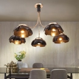 Designer Touch Decorative Modern Contemporary 5 Light Steel Chandelier with Acrylic Shade