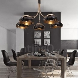 Designer Touch Decorative Modern Contemporary 5 Light Steel Chandelier with Acrylic Shade