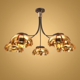 Designer Touch Decorative Modern Contemporary 5 Light Steel Chandelier with Acrylic Shade