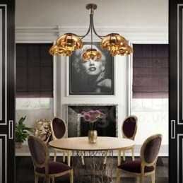 Designer Touch Decorative Modern Contemporary 5 Light Steel Chandelier with Acrylic Shade