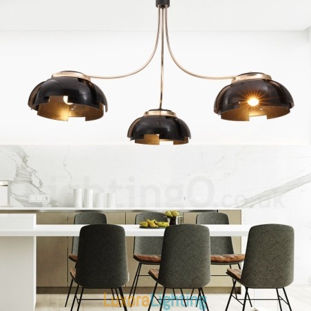 Designer Touch Decorative Modern Contemporary 3 Light Steel Chandelier with Acrylic Shade