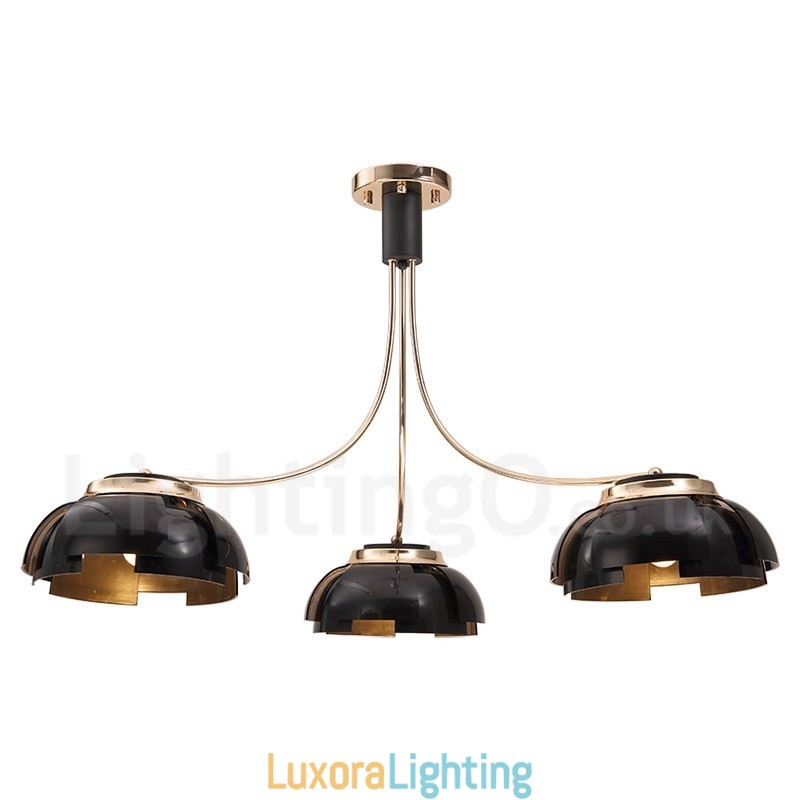 Designer Touch Decorative Modern Contemporary 3 Light Steel Chandelier with Acrylic Shade