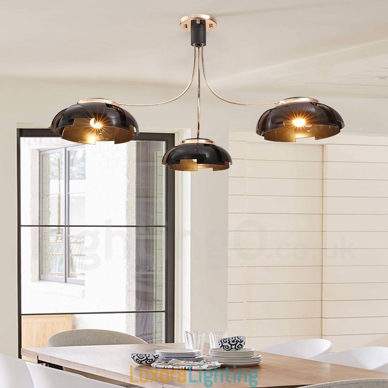 Designer Touch Decorative Modern Contemporary 3 Light Steel Chandelier with Acrylic Shade