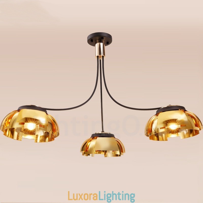 Designer Touch Decorative Modern Contemporary 3 Light Steel Chandelier with Acrylic Shade