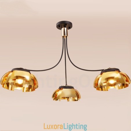 Designer Touch Decorative Modern Contemporary 3 Light Steel Chandelier with Acrylic Shade