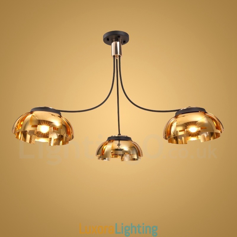 Designer Touch Decorative Modern Contemporary 3 Light Steel Chandelier with Acrylic Shade