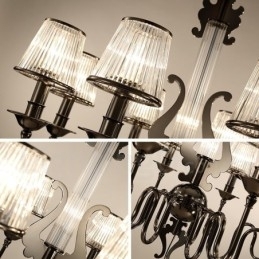 Designer Touch Decorative Modern Contemporary 8 Light Steel Chandelier with Acrylic Shade