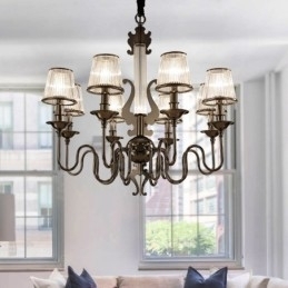 Designer Touch Decorative Modern Contemporary 8 Light Steel Chandelier with Acrylic Shade