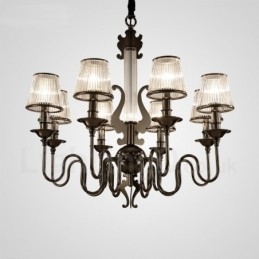 Designer Touch Decorative Modern Contemporary 8 Light Steel Chandelier with Acrylic Shade