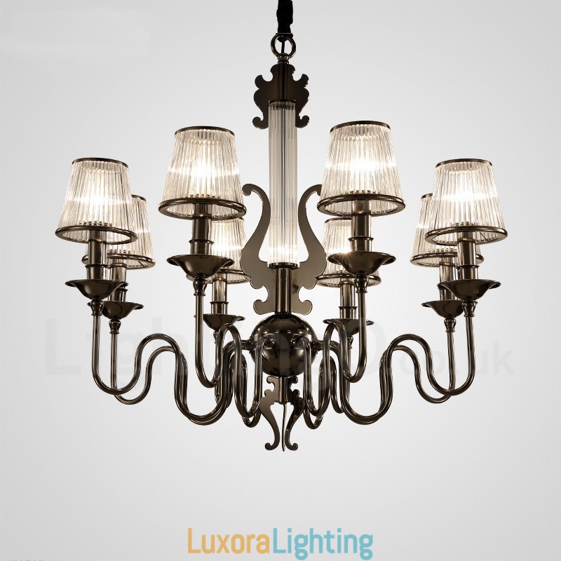 Designer Touch Decorative Modern Contemporary 8 Light Steel Chandelier with Acrylic Shade