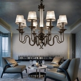 Designer Touch Decorative Modern Contemporary 8 Light Steel Chandelier with Acrylic Shade