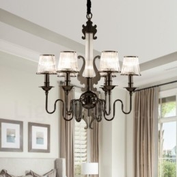 Designer Touch Decorative Modern Contemporary 6 Light Steel Chandelier with Acrylic Shade