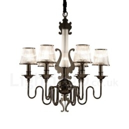 Designer Touch Decorative Modern Contemporary 6 Light Steel Chandelier with Acrylic Shade