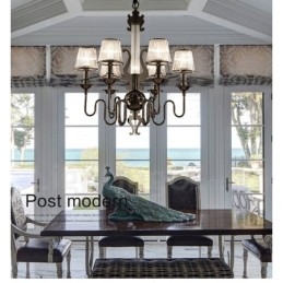 Designer Touch Decorative Modern Contemporary 6 Light Steel Chandelier with Acrylic Shade