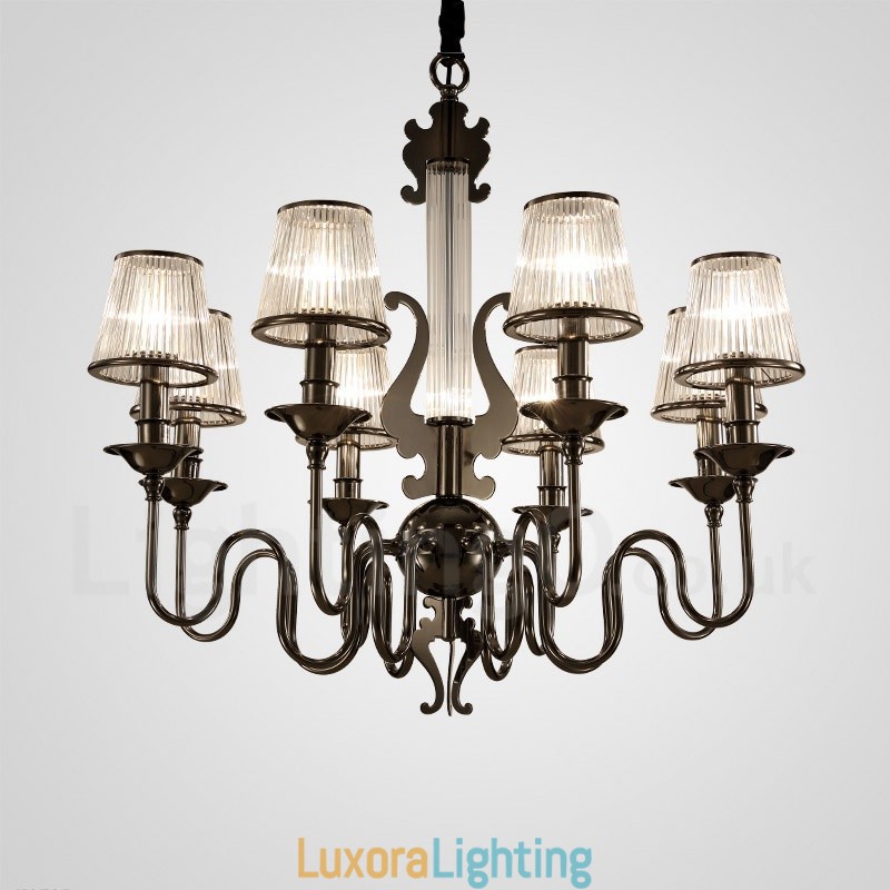 Designer Touch Decorative Modern Contemporary 15 Light Steel Chandelier with Acrylic Shade