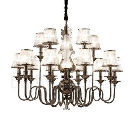 Designer Touch Decorative Modern Contemporary 15 Light Steel Chandelier with Acrylic Shade