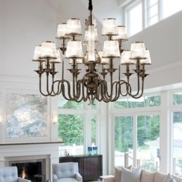 Designer Touch Decorative Modern Contemporary 15 Light Steel Chandelier with Acrylic Shade