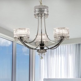 Designer Touch Decorative Modern Contemporary 3 Light Steel Chandelier with Crystal Shade