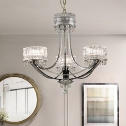 Designer Touch Decorative Modern Contemporary 3 Light Steel Chandelier with Crystal Shade
