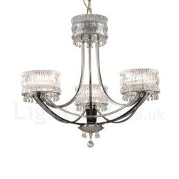 Designer Touch Decorative Modern Contemporary 3 Light Steel Chandelier with Crystal Shade