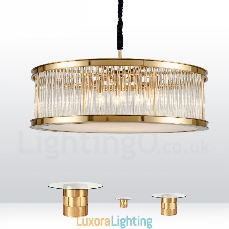 Designer Touch Decorative Modern Contemporary 8 Light Steel Pendant Light with Crystal Acrylic Shade