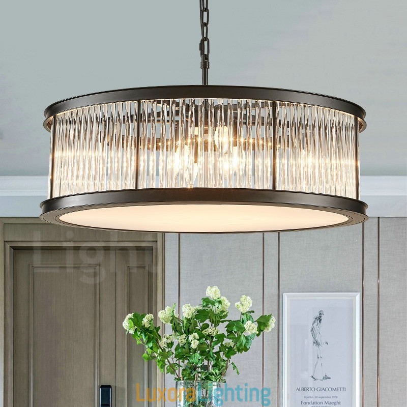 Designer Touch Decorative Modern Contemporary 8 Light Steel Pendant Light with Crystal Acrylic Shade