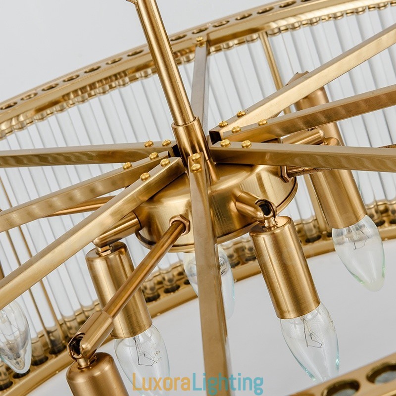 Designer Touch Decorative Modern Contemporary 8 Light Steel Pendant Light with Crystal Acrylic Shade