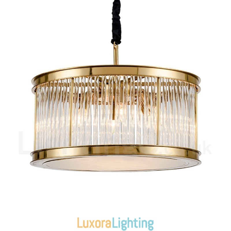 Designer Touch Decorative Modern Contemporary 8 Light Steel Pendant Light with Crystal Acrylic Shade