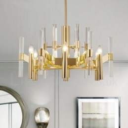 Designer Touch Decorative Modern Contemporary 8 Light Metal Chandelier with Crystal Shade