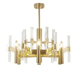 Designer Touch Decorative Modern Contemporary 8 Light Metal Chandelier with Crystal Shade