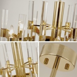 Designer Touch Decorative Modern Contemporary 8 Light Metal Chandelier with Crystal Shade