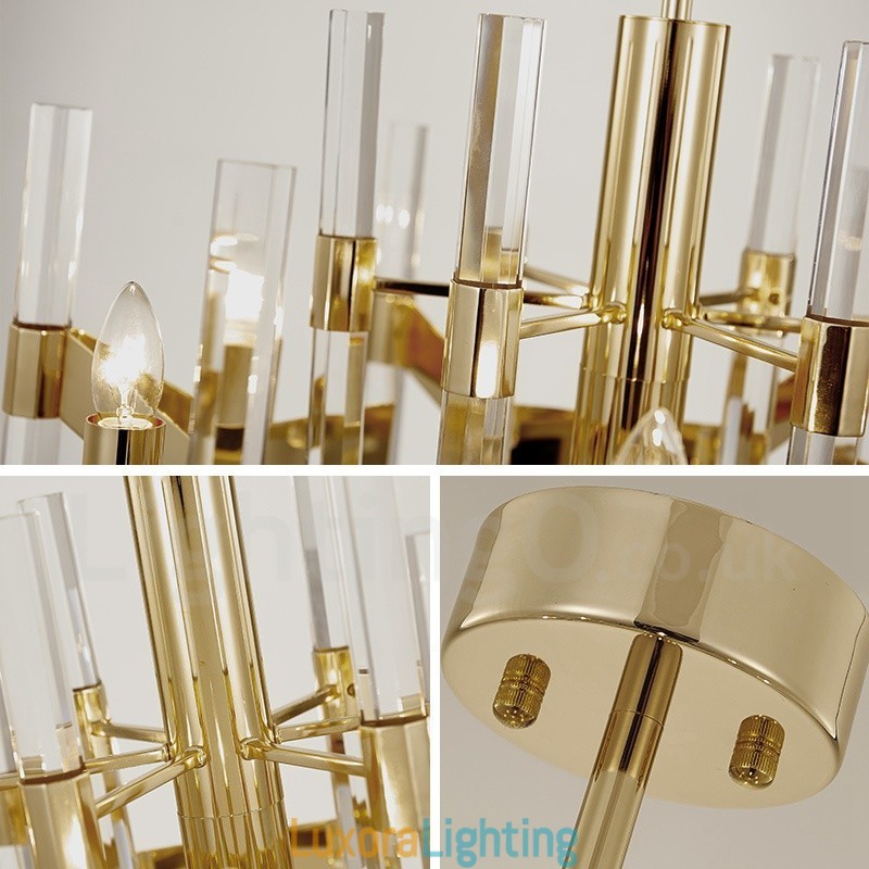 Designer Touch Decorative Modern Contemporary 8 Light Metal Chandelier with Crystal Shade