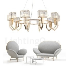 Designer Touch Decorative Modern Contemporary 10 Light Steel Pendant Light with Crystal Shade