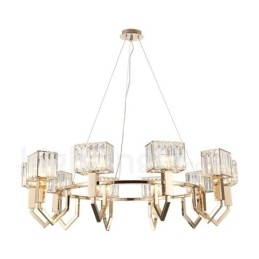 Designer Touch Decorative Modern Contemporary 10 Light Steel Pendant Light with Crystal Shade