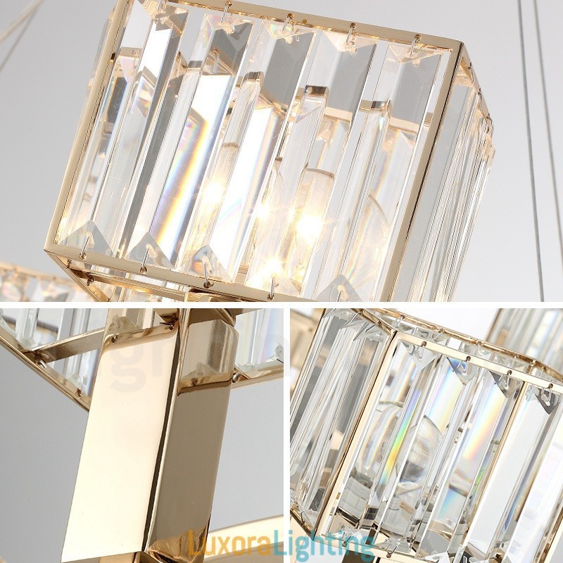 Designer Touch Decorative Modern Contemporary 10 Light Steel Pendant Light with Crystal Shade