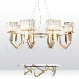 Designer Touch Decorative Modern Contemporary 8 Light Steel Pendant Light with Crystal Shade