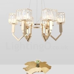 Designer Touch Decorative Modern Contemporary 6 Light Steel Pendant Light with Crystal Shade