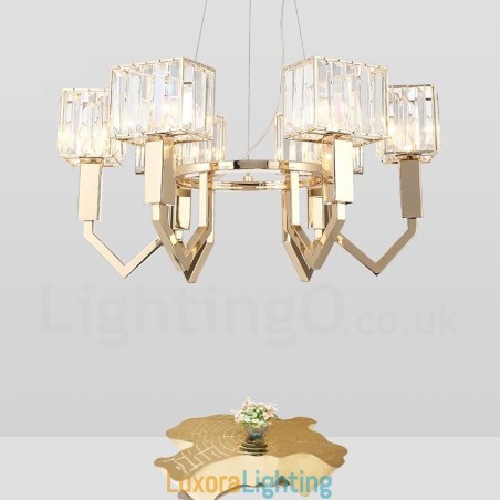 Designer Touch Decorative Modern Contemporary 6 Light Steel Pendant Light with Crystal Shade