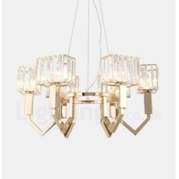 Designer Touch Decorative Modern Contemporary 6 Light Steel Pendant Light with Crystal Shade