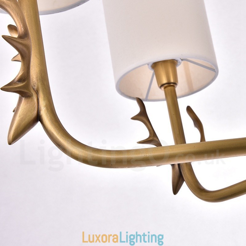 Designer Touch Decorative Rustic Lodge 8 Light Brass Chandelier with Fabric Shade