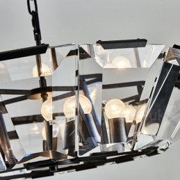 Designer Touch Decorative Modern Contemporary 8 Light Steel Pendant Light with CrystalGlass Shade