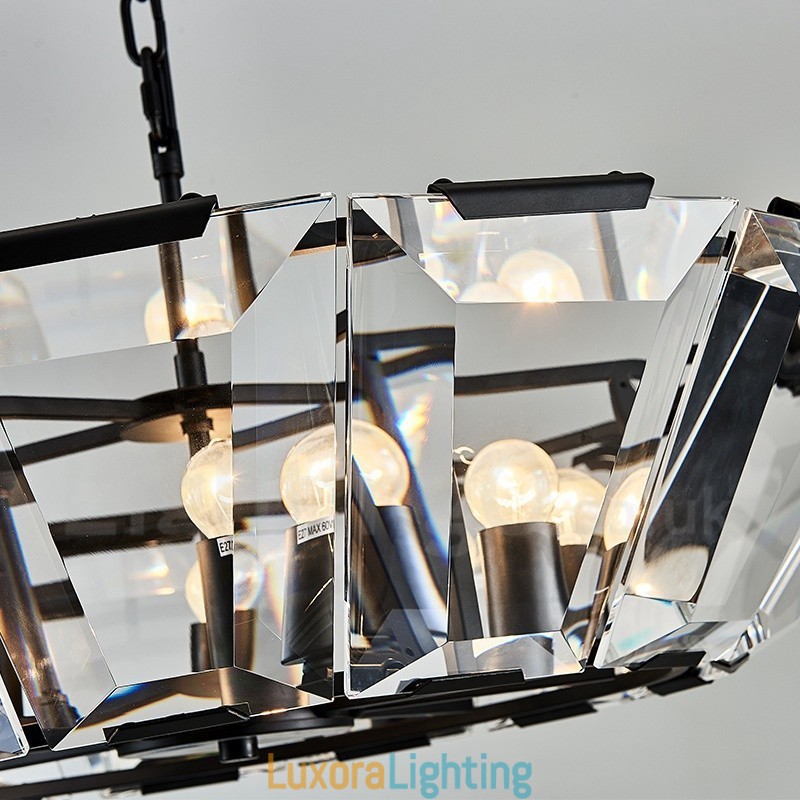 Designer Touch Decorative Modern Contemporary 8 Light Steel Pendant Light with CrystalGlass Shade