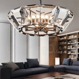 Designer Touch Decorative Modern Contemporary 8 Light Steel Pendant Light with CrystalGlass Shade